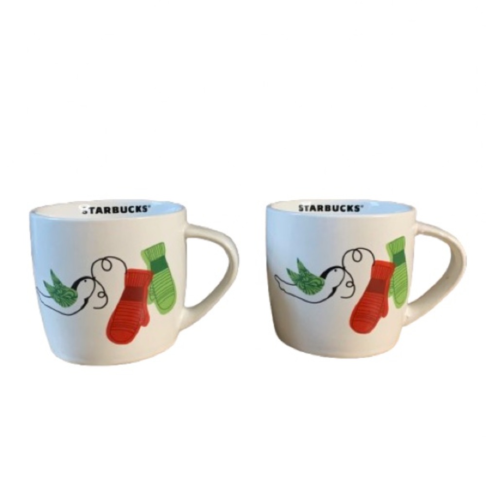 SET 2 Starbucks 2011 Holiday Collection Christmas Dove Bird Mittens Coffee Mugs